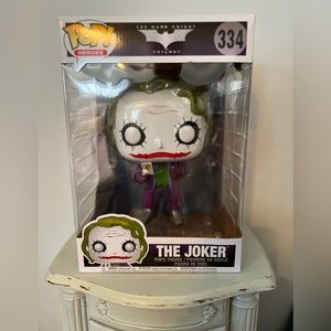 Funko Pop 10” The Joker- The Dark Knight Trilogy #334, & Arkham Asylum Tee- LG